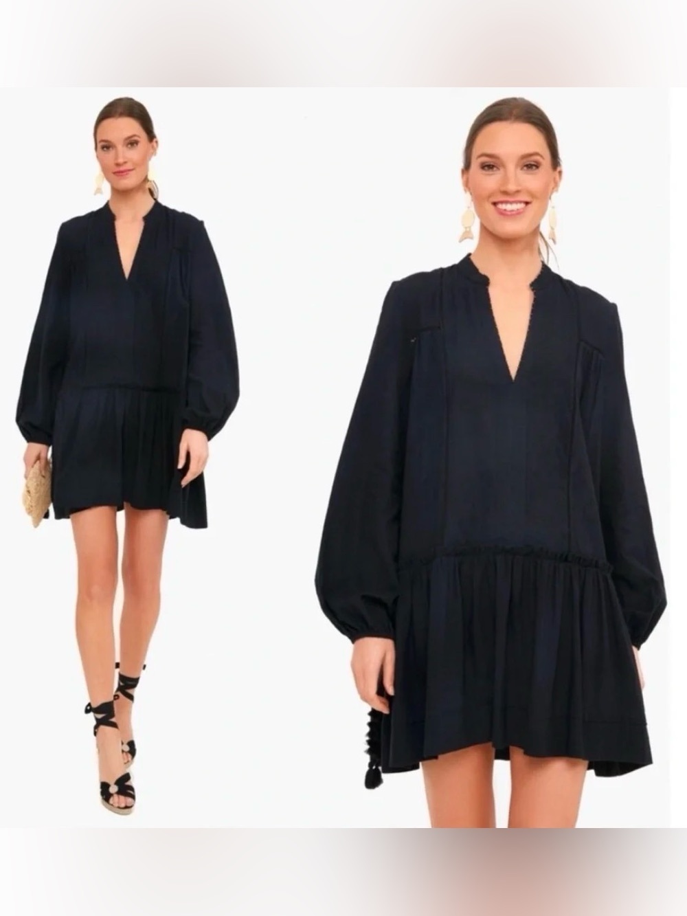 Pomander Place Ophelia NWOT Black Cotton Gauze Resort Boho Mini Dress – Size M
